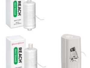 2 x Dental Mint Waxed Floss 200 Yd. Refill with 1 x Floss Dispenser