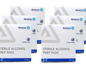6 Pack Dynarex Alcohol Prep Pads -Medium , 200 Latex Free Sterile Pads Each