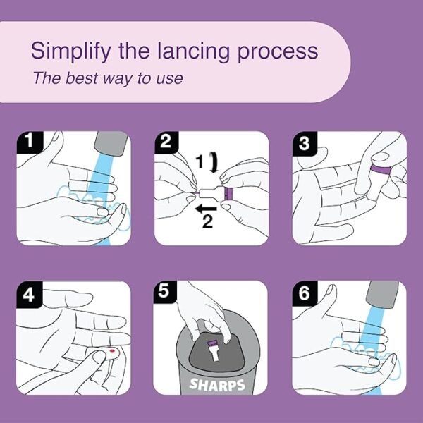 Push Button Safety Lancets Acti-Lance 28 Gauge Sterile - Purple, 100 Count - Image 6