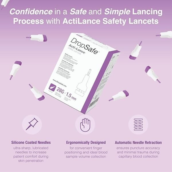 Push Button Safety Lancets Acti-Lance 28 Gauge Sterile - Purple, 100 Count - Image 3