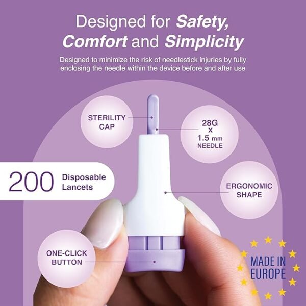 Push Button Safety Lancets Acti-Lance 28 Gauge Sterile - Purple, 100 Count - Image 2