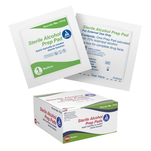 Dynarex Alcohol Prep Pads (Swabs) Sterile, Medium 200 Each