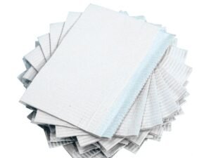 125 Pieces Two Layer Paper + One Layer Poly , White Dental Bibs 13" X 18"