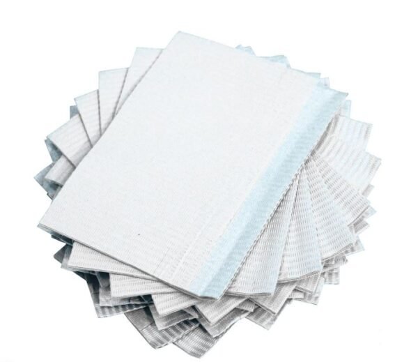 125 Pieces Two Layer Paper + One Layer Poly , White Dental Bibs 13" X 18"