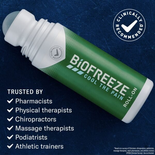 Biofreeze Roll-On Pain-Relieving Gel 3 FL OZ, Green (Pack Of 2) Topical Pain Reliever For Muscles And Joints From Arthritis, Backache, Strains, Bruises, & Sprains - Image 4
