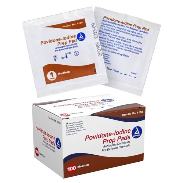 1000 Pads - 2.5" x 1.25" Wound Wipes - Povidone-Iodine Prep Pads