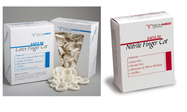 Genuine Tech-Med Latex / Nitrile ( Latex Free ) Finger Cots All Size 144/Box