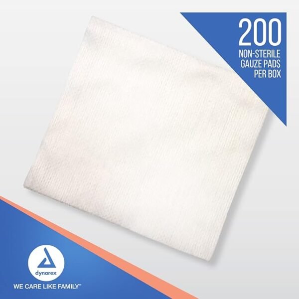 Dynarex Non-Woven Sponges, Non-Sterile, Gauze Sponges, for Cleansing, Prepping and Dressing, Highly-Absorbent and with Less Linting, 4"x 4", 4 Ply, 5 Boxes of 200 - Image 6