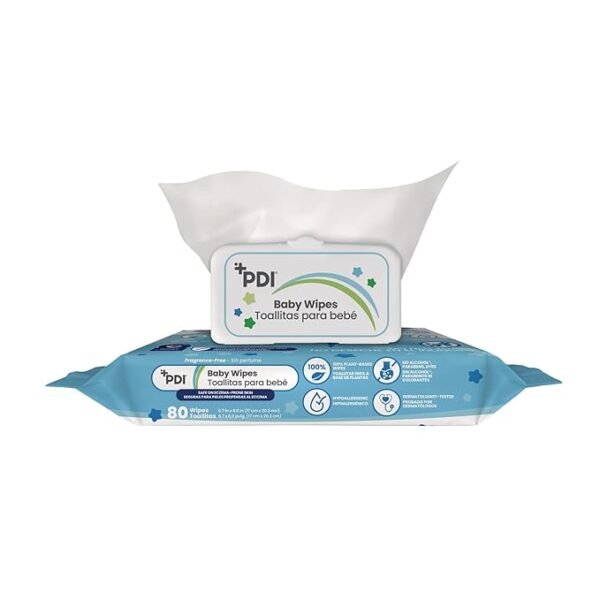 PDI Baby Wipes, Hypoallergenic, Eczema Safe, Fragrance Free, Plant-Based Wipes, Flip-Top Lid, 12 Packs of 80 Wipes Each (960Total Wipes) - Image 2