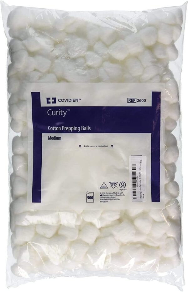 Organic Cotton Balls MEDIUM Cotton Balls, Pack of 500ct, Plain (500ct)