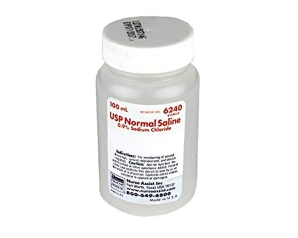 Sterile Saline 0.9% Chloride ( Normal Saline ) 100 ML Bottle.