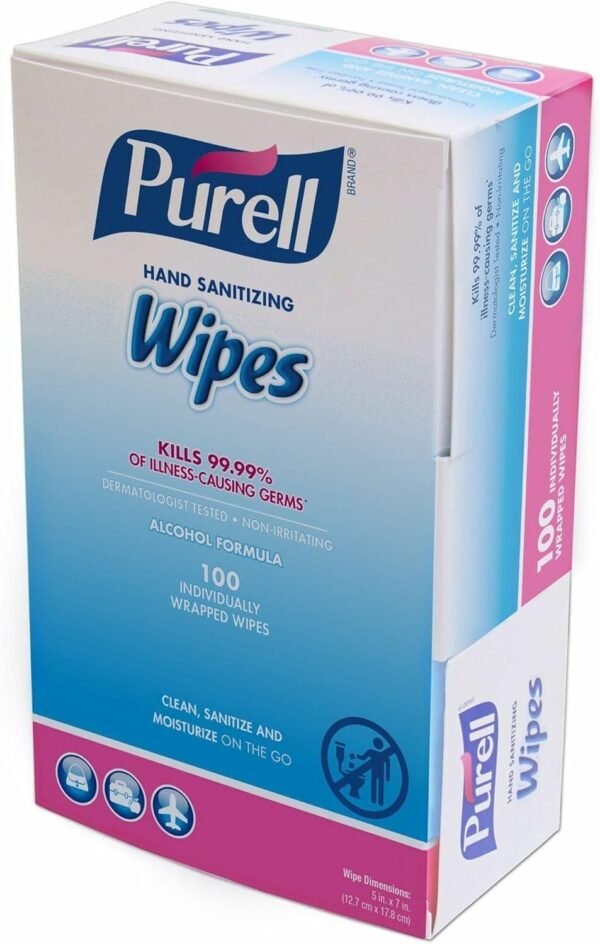 Purell Premoistened Sanitizing Hand Wipes,Fragrance Free, 100/Box - Image 7