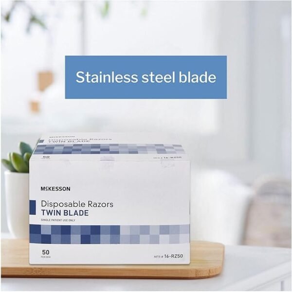 Disposable Razors [50 Count] – Twin Blade Bulk Shaving Razors for Men & Women, Stainless Steel, Blue, Single-Use for Medical Clinics, Tattoo, Travel, Camping & Salon Care - Image 6