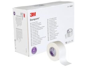 3M Durapore Medical Tape, Non-Sterile, Silk-Like Cloth, White, 1 in x 10 yds, 12 Rolls, 1 Pack