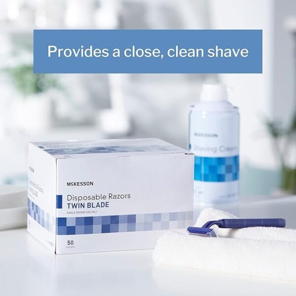 Disposable Razors [50 Count] – Twin Blade Bulk Shaving Razors for Men & Women, Stainless Steel, Blue, Single-Use for Medical Clinics, Tattoo, Travel, Camping & Salon Care - Image 5