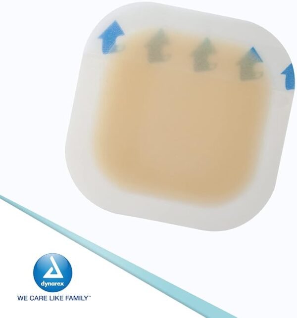 Dynarex DynaDerm Hydrocolloid Dressings, Sterile Moist Bandages Used for All Kinds of Wounds, 4" x 4", Thin & Latex-Free, Peel-Down Patches - 1 Box of 10 Dressings - Image 6