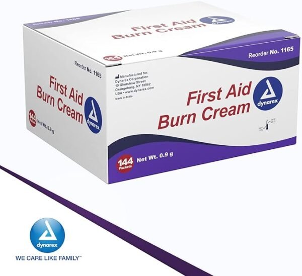 Dynarex First Aid Burn Cream - Burn Ointment For Minor Cuts, Wounds, Burns - Single Dose Water-Based Formula with Benzalkonium Chloride - For Medical & Home Care - 0.9g Packets, Box of 144 - Image 7