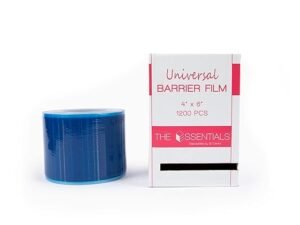 The Essentials Barrier Film Roll with Dispenser Box, 4"x 6" Perforated Sheets Adhesive Barrier Film for Dental, Medical & Tattoo Purposes, 1200 pcs, Blue