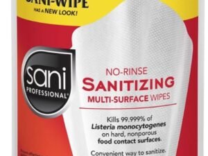 Sani Professional No-Rinse Sanitizing Multi-Surface Wipes, Unscented, White, 95/Container, 6/Carton
