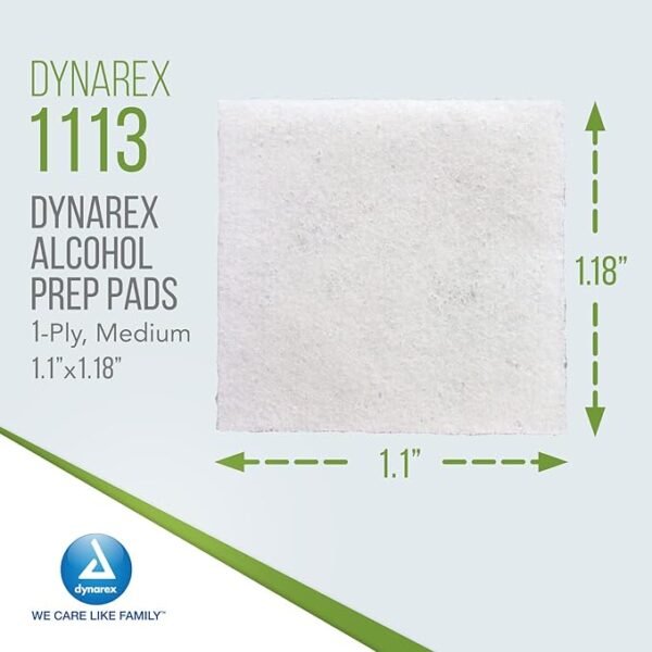 Dynarex Alcohol Prep Pads, Medical-Grade and Non-Woven Prep Pads, Saturated with 70% Isopropyl Alcohol, Rapid-Acting Antiseptic Wipes, 1-Ply, Medium, 2 Boxes of 200 Alcohol Prep Pads - Image 2