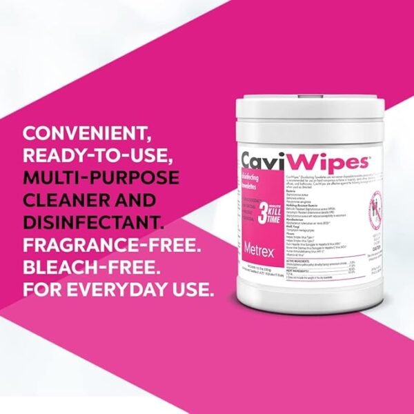 CaviWipes Disinfecting Towelettes Canister Wipes, 160 Count, White - Image 2