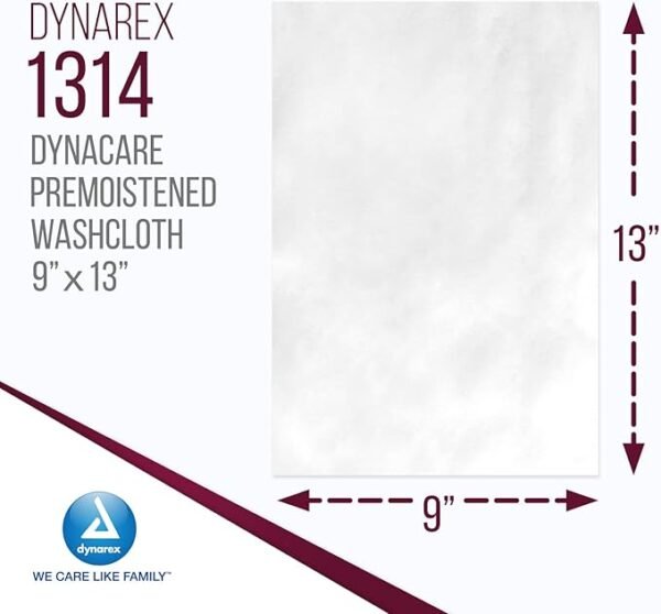 Dynarex Personal Cleansing Washcloth - Pre-Moistened Wet Wipes with Lanolin & Aloe Vera - Disposable Sheets for Incontinence, Personal Care, Make-Up Removal, 1 Tub of 46 Wipes - Image 2