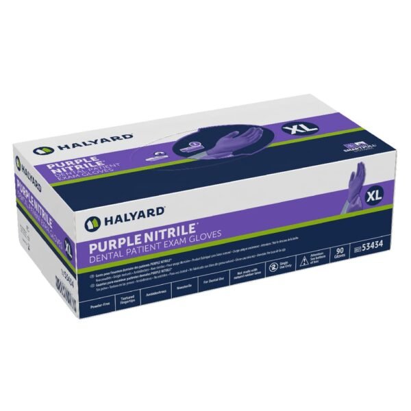 HALYARD Purple Nitrile Dental Patient Exam Gloves, Non-Sterile, 5.9 mil, 9.5", Purple, X-Large, 53434 (Case of 900) - Image 2