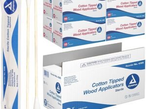Dynarex 4305 Sterile Cotton Tipped Applicator,6" Length, Single-Use Wooden Cotton Tip Applicator for Wound Care & Dressing, Hygiene, Make Up, Cleaning Tool, Jewelry, Pack of 2000