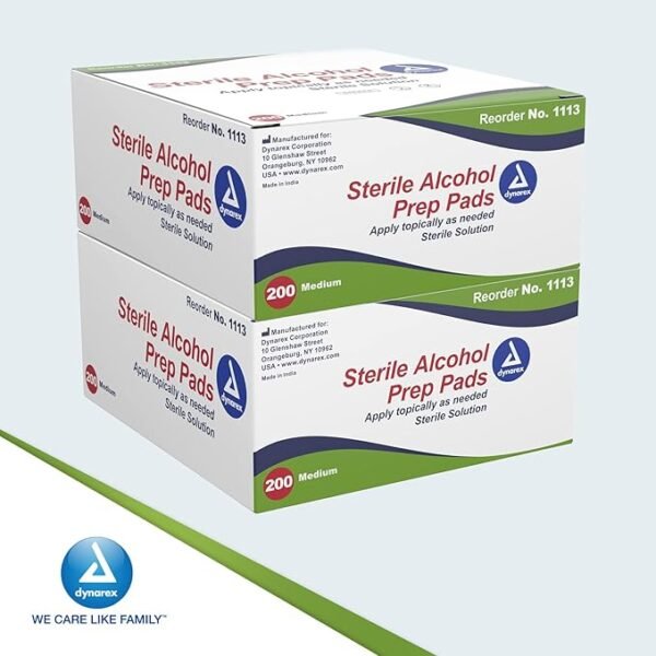 Dynarex Alcohol Prep Pads, Medical-Grade and Non-Woven Prep Pads, Saturated with 70% Isopropyl Alcohol, Rapid-Acting Antiseptic Wipes, 1-Ply, Medium, 2 Boxes of 200 Alcohol Prep Pads - Image 7