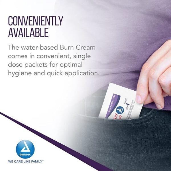 Dynarex First Aid Burn Cream - Burn Ointment For Minor Cuts, Wounds, Burns - Single Dose Water-Based Formula with Benzalkonium Chloride - For Medical & Home Care - 0.9g Packets, Box of 144 - Image 5