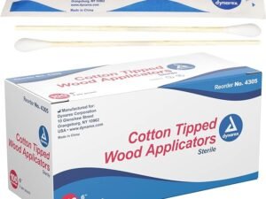 Dynarex 6-Inch Sterile Cotton Tipped Applicators - Single-Use Wooden Cotton Tip Applicators for Wound Care & Dressing, Hygiene, Make Up, Cleaning Tools, Jewelry - 1 Box of 100 Pouches, 2 per Pouch