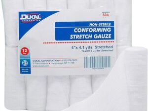 Dukal 604 Conforming Stretch Gauze, Non-Sterile, 4" Width x 4.1 Yard Length, Pack of 96