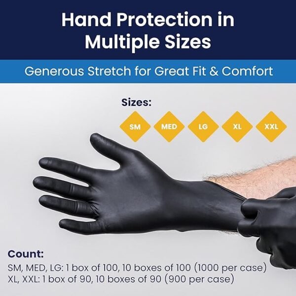 Adenna Dark Light Disposable Nitrile Gloves – 9 Mil, Heavy Duty Work Rubber Glove, Non-Latex & Powder Free, Black - Image 5