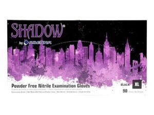 Adenna SHD938 Shadow 6 Mil Powder-Free Nitrile Exam Gloves, Medical Grade, Black, X-Large, Box of 90