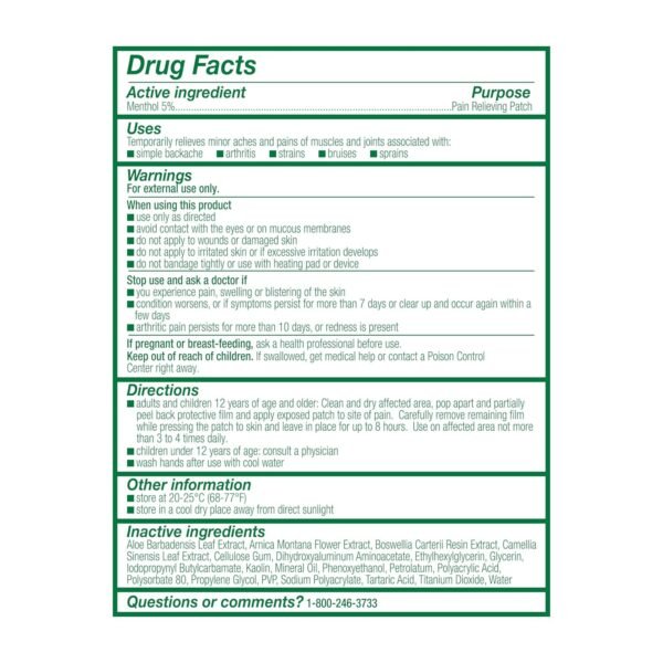 Biofreeze Large Pain Relief Patches, Menthol Pain Patches for Lower Back, Neck, Knee, & Shoulder, Comfortable & Flexible Fabric Stays in Place, FSA Eligible, 5 ct - Image 11