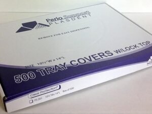 PS201 Size B Tray Covers, 10.5"x14" Clear Plastic with Lock Top, 500/Bx for Sterilization