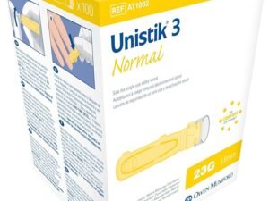 AT 1002 Unistik 3 Normal Safety Lancets, 1.8mm Depth, 23 Gauge, 100 Count
