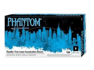 Adenna PHM912 Phantom 6 Mil Powder-Free Latex Gloves, Medical Grade, Black, Small, Box of 100