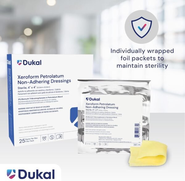 Dukal 215 Xeroform Petrolatum Gauze, Sterile, 4" x 4", Pack of 25 - Image 6