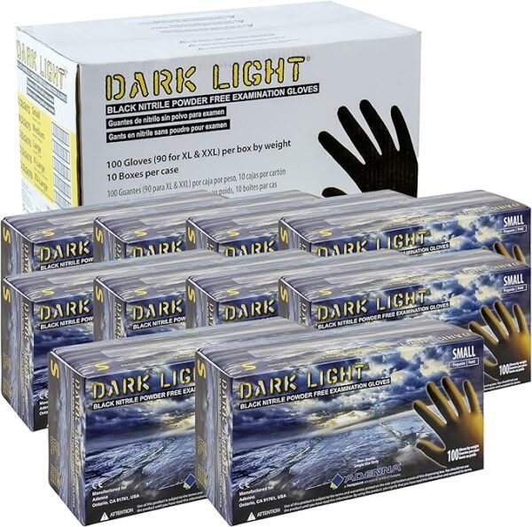 Adenna Dark Light Disposable Nitrile Gloves – 9 Mil, Heavy Duty Work Rubber Glove, Non-Latex & Powder Free, Black