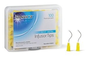 Infusor Tips Bent 100/pk, Pre-Bent 19 gage, Universal Luer Lock Style hub with Padded Brush end Mark3 (8025)