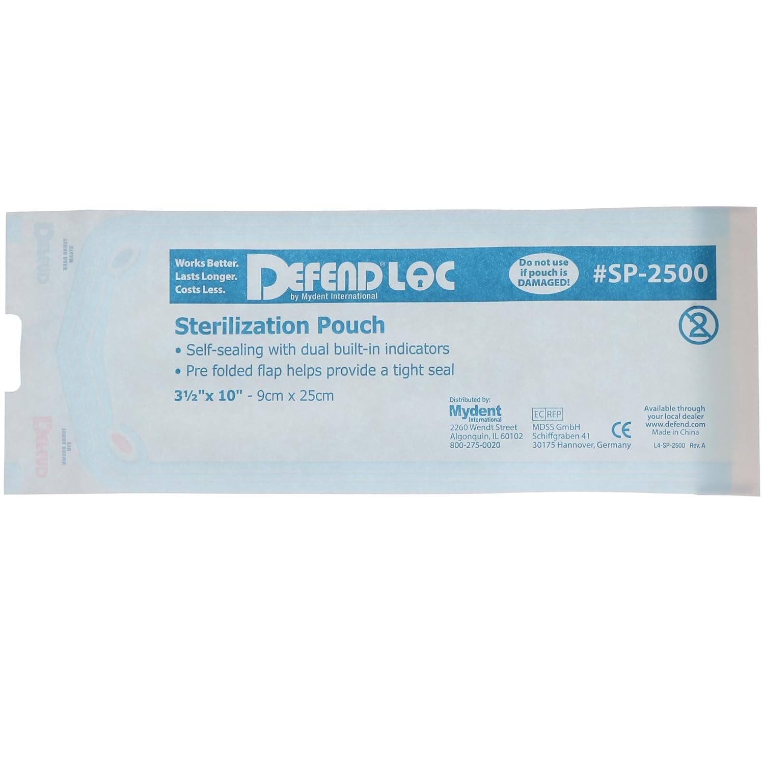 Sterilization pouch DEFEND, 2 1/4" X 4"