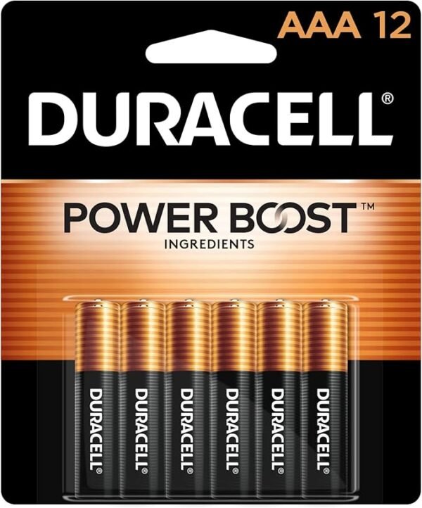 Duracell Coppertop AAA Batteries with Power Boost Ingredients, 12 Count Pack Triple A Battery with Long-lasting Power, Alkaline AAA Battery for Household and Office Devices