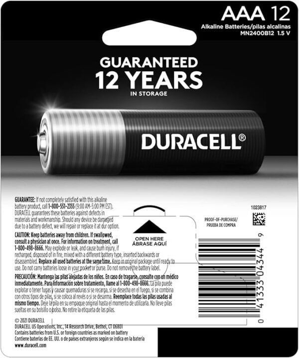 Duracell Coppertop AAA Batteries with Power Boost Ingredients, 12 Count Pack Triple A Battery with Long-lasting Power, Alkaline AAA Battery for Household and Office Devices - Image 2