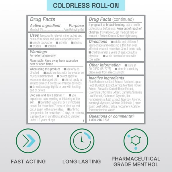 Biofreeze Overnight Pain Relief Roll-On, Arthritis Pain Reliver, Knee & Lower Back Pain Relief, Sore Muscle Relief, Lavender Scent, FSA Eligible, 2.5 FL OZ Biofreeze Menthol Roll-On - Image 7