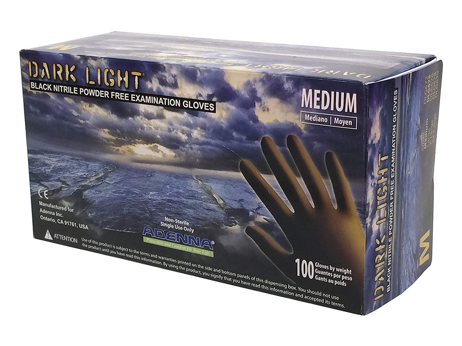 Adenna Dark Light 9 mil Nitrile Powder Free Exam Gloves (Black, X-Large), 100 Count (Pack of 2)