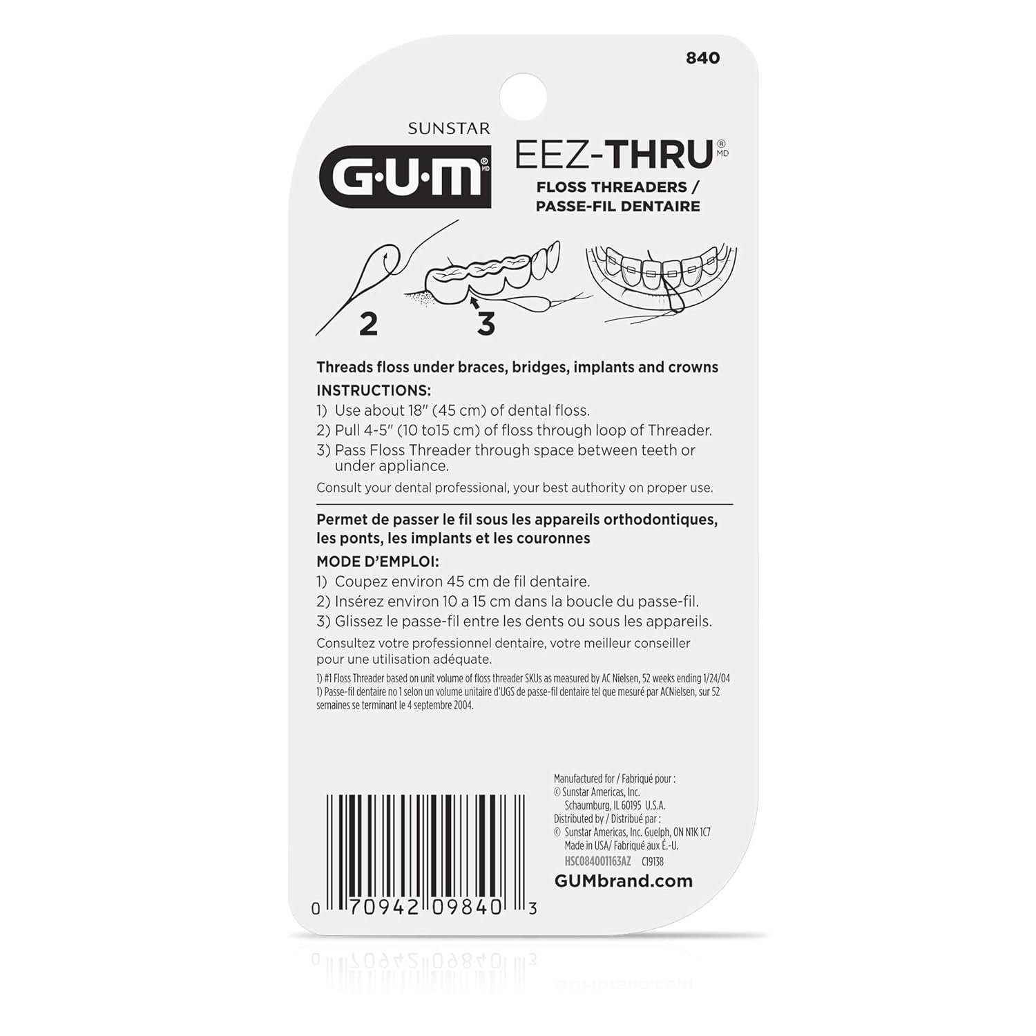 GUM EEZ-Thru Floss Threaders, Dental Flossers for Braces, Bridges, & Implants, 25 Count (Pack of 2) - Image 4