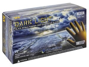 Adenna DLG675 Dark Light 9 mil Nitrile Powder Free Exam Gloves (Black, Medium) Box of 100
