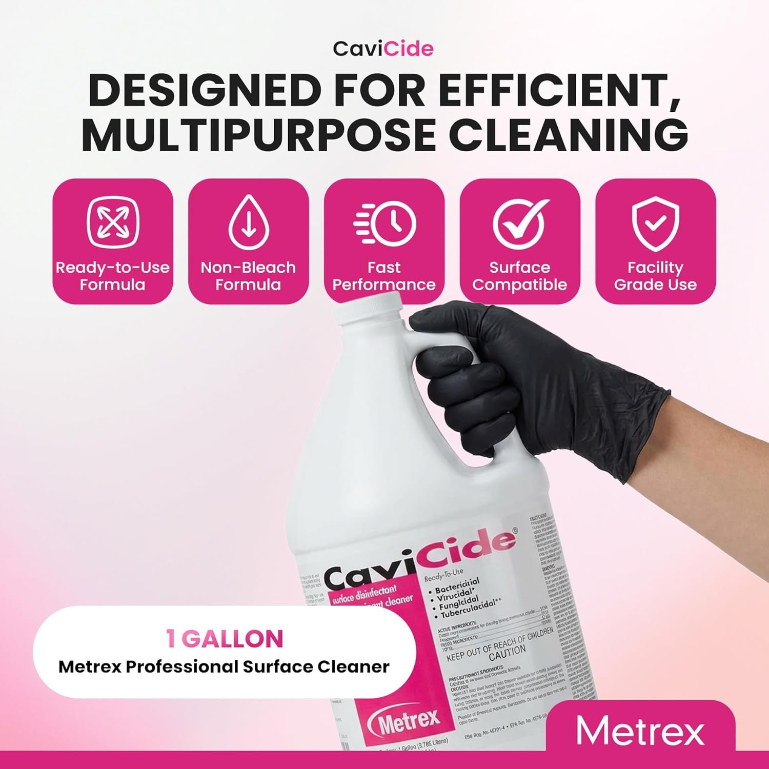 Metrex CaviCide Surface Disinfectant Cleaner, 13-1000 – Multi-Purpose Disinfectant & Cleaner for Medical Devices, NICU, Operating Rooms, Patient Care Areas, Labs, Schools – 1 Gallon (Pack of 3) - Image 3
